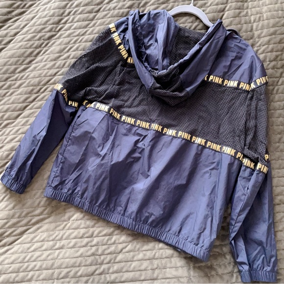 Victoria’s Secret Pink Black and Gold Oversized Mesh Zip-up Jacket - Picture 6 of 8